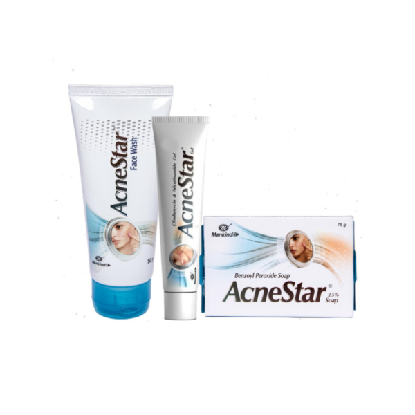 AcneStar Combo Pack | Acnestar Facewash 50gm | Acnestar Gel 22gm | Acnestar Soap 75gm | Made in India