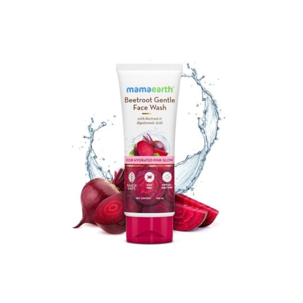 Mamaearth Beetroot Gentle Face Wash&Hyaluronic Acid For Hydrated Pink Glow 100ml |Gently Cleanses|Hydrates&Soothes Skin|Soap – Free|Non-Irritant|Safe For Skin|Hydrating Gentle Face Wash|Non-Drying