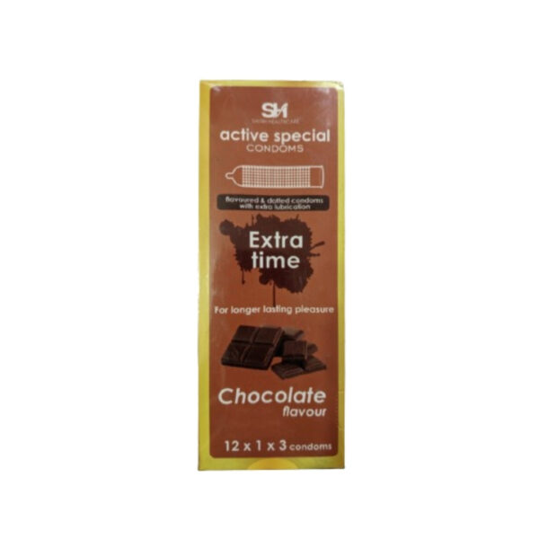 Active Condoms – Chocolate Flavor Condom – Full Box – 3×12=36pcs Condom (Made in India)